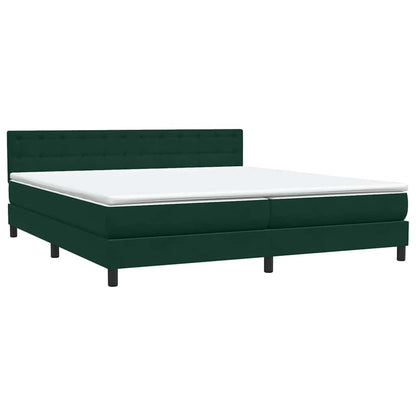 Letto a Molle con Materasso e LED Verde Scuro 200x220 cm Velluto