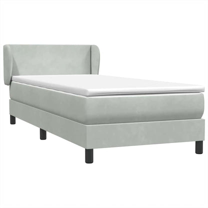 Giroletto a Molle con Materasso Grigio Chiaro 80x210 cm Velluto