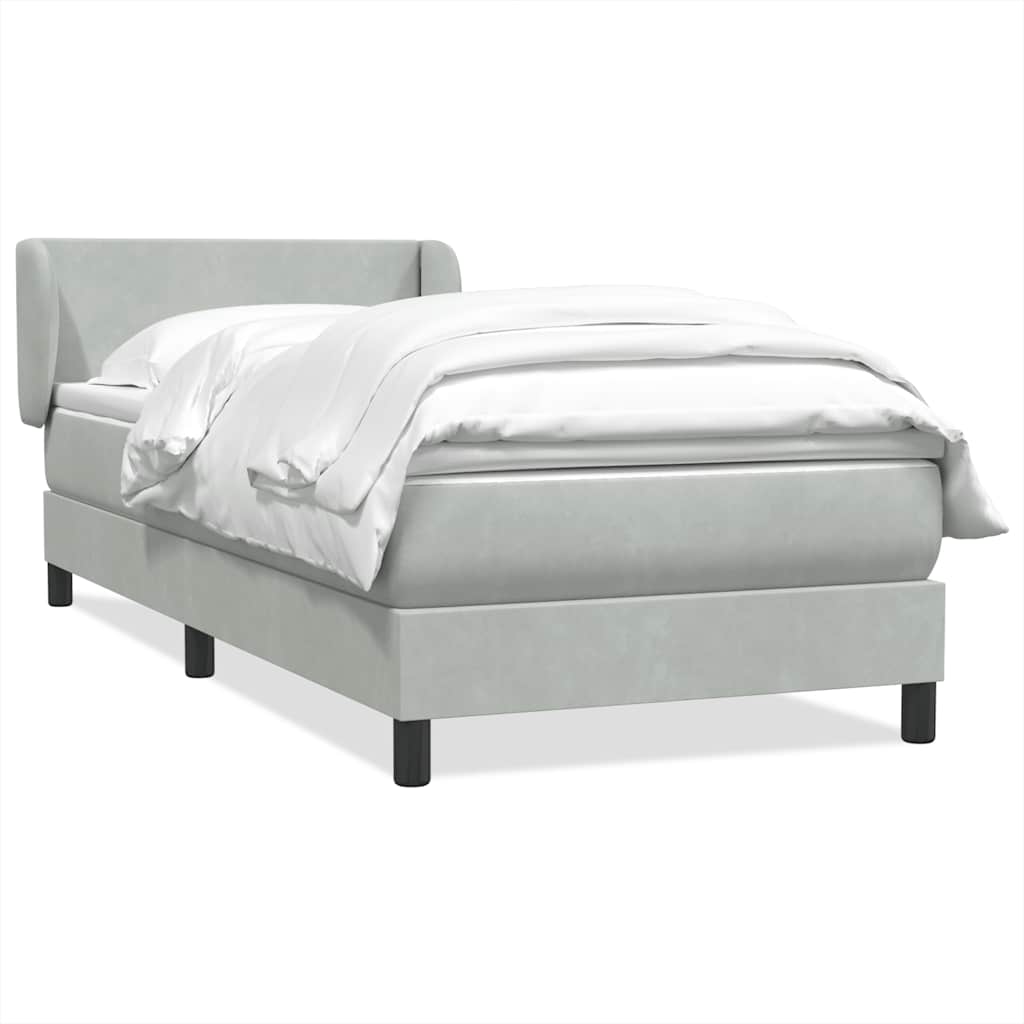 Giroletto a Molle con Materasso Grigio Chiaro 80x210 cm Velluto