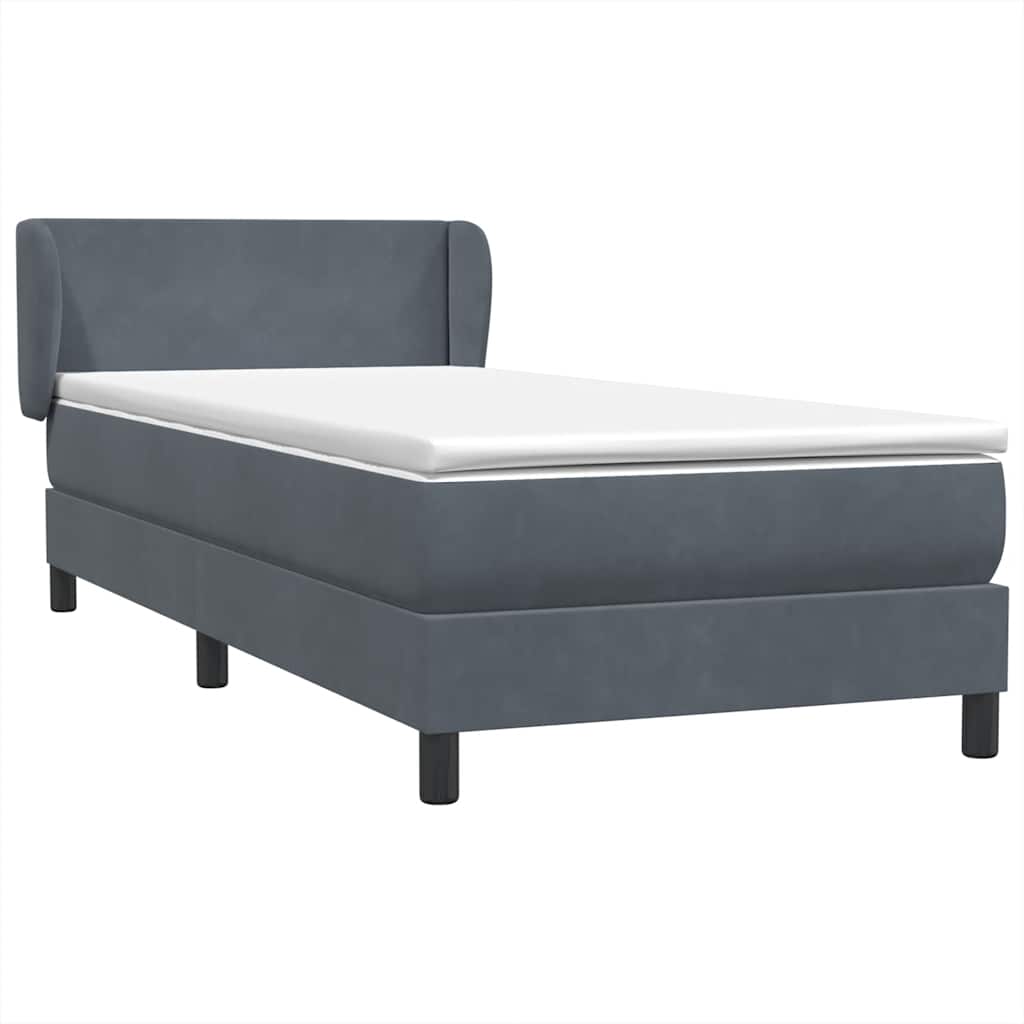 Giroletto a Molle con Materasso Grigio Scuro 80x210 cm Velluto