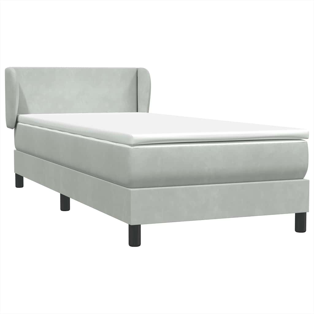 Giroletto a Molle con Materasso grigio chiaro 90x210 cm Velluto