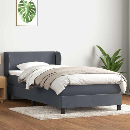 Giroletto a Molle con Materasso Grigio Scuro 90x210 cm Velluto