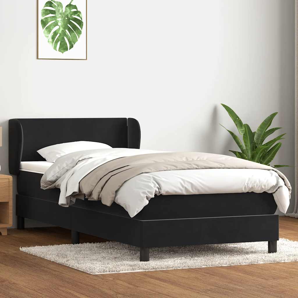 Giroletto a Molle con Materasso Nero 90x210 cm in Velluto