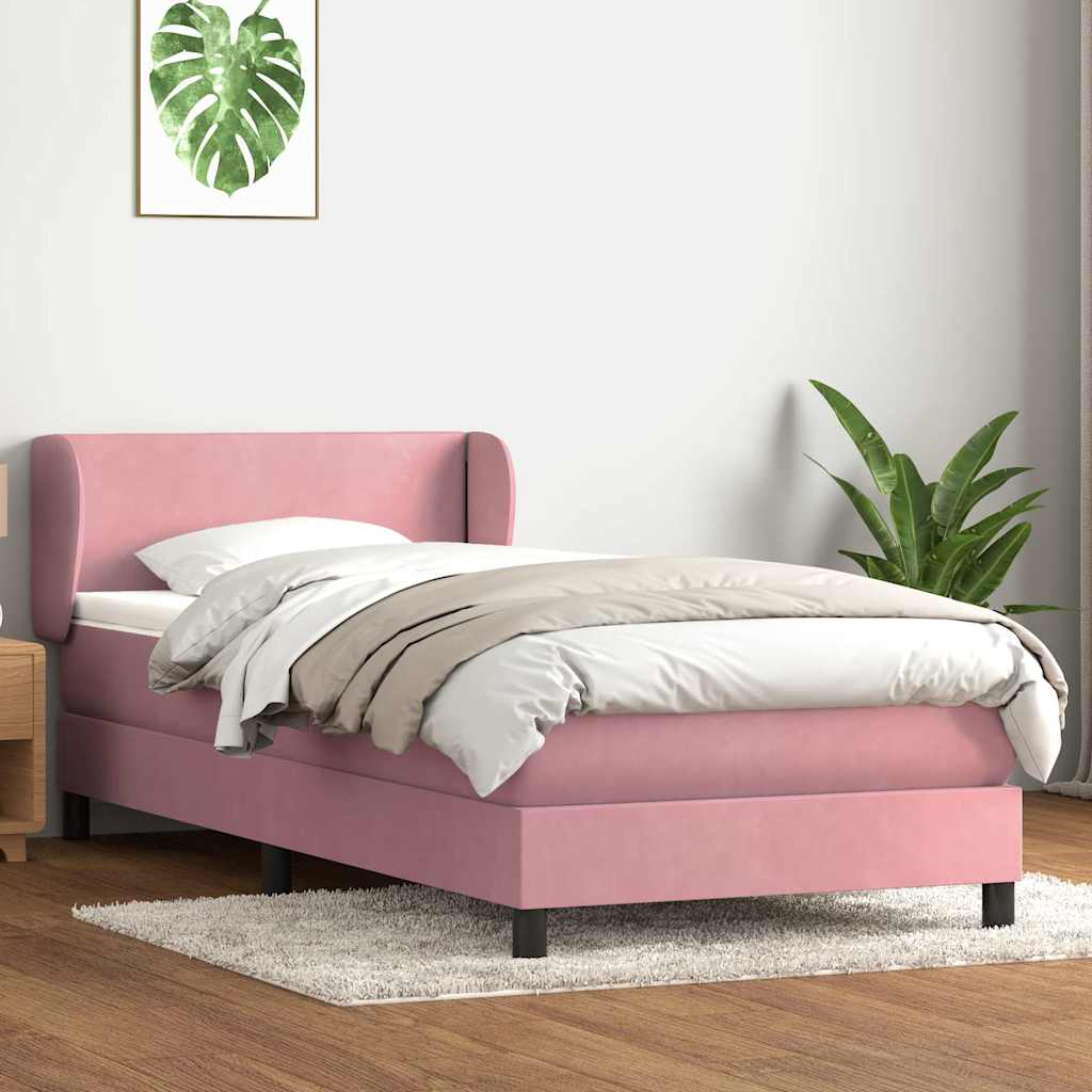 Giroletto a Molle con Materasso Rosa 90x210 cm Velluto