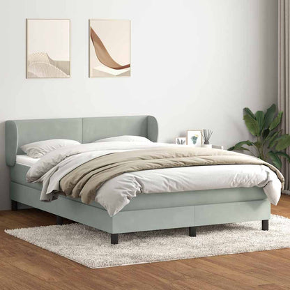 Giroletto a Molle con Materasso Grigio Chiaro 140x210cm Velluto