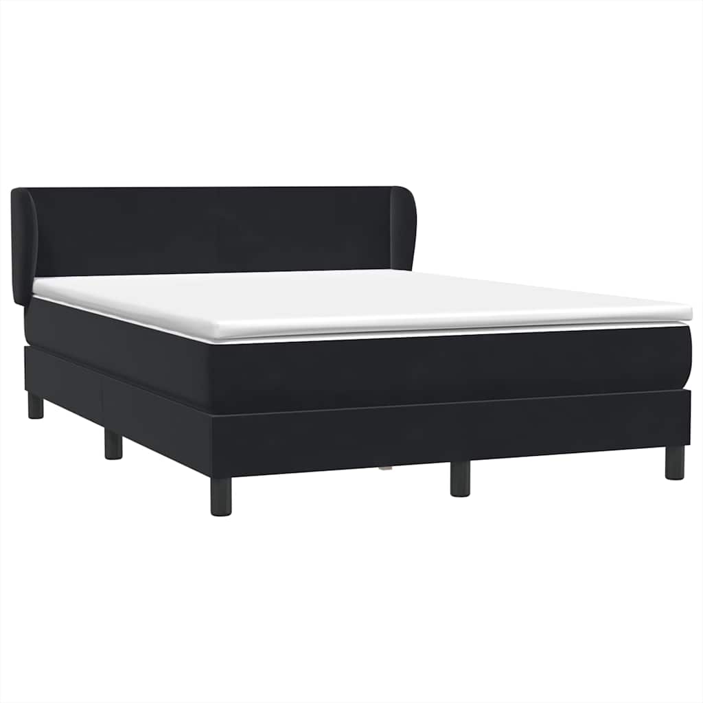 Giroletto a Molle con Materasso Nero 140x210 cm in Velluto
