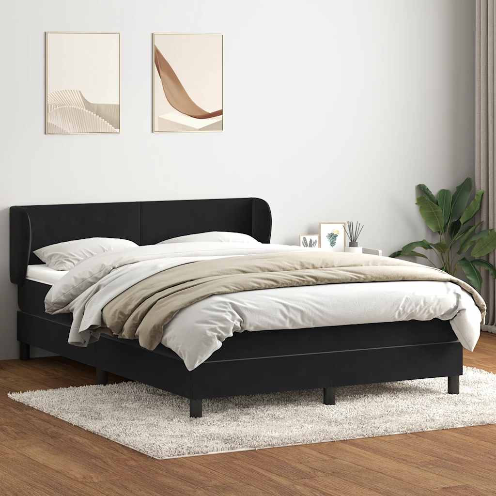 Giroletto a Molle con Materasso Nero 140x210 cm in Velluto