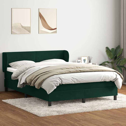 Giroletto a Molle con Materasso Verde Scuro 140x210 cm Velluto