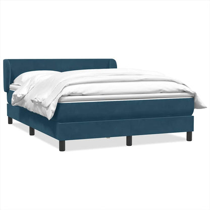 Giroletto a Molle con Materasso Blu Scuro 140x210 cm in Velluto