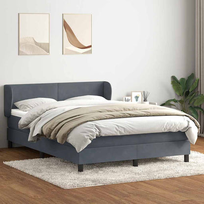 Giroletto a Molle con Materasso Grigio Scuro 160x210 cm Velluto