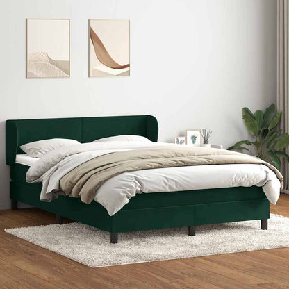 Giroletto a Molle con Materasso Verde Scuro 160x210 cm Velluto