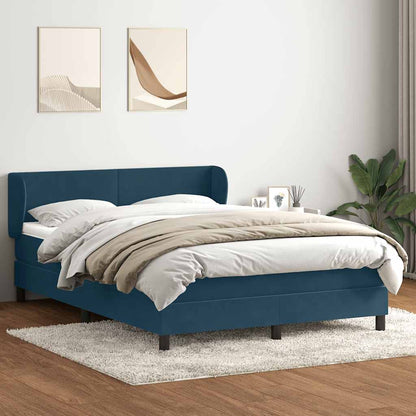 Giroletto a Molle con Materasso Blu Scuro 160x210 cm in Velluto
