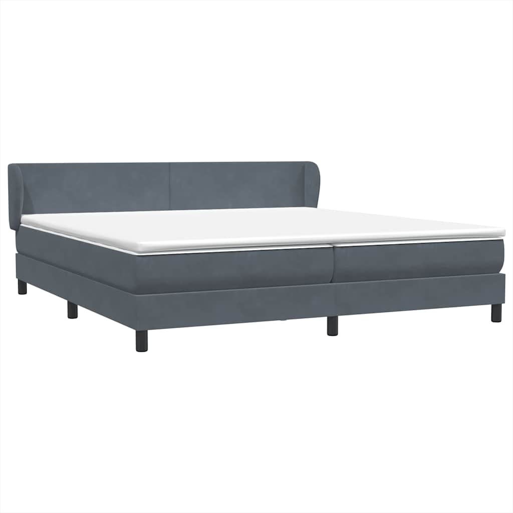 Giroletto a Molle con Materassi Grigio Scuro 180x210 cm Velluto