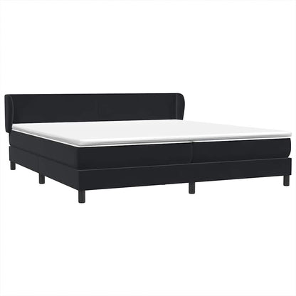 Giroletto a Molle con Materassi Nero 180x210 cm in Velluto
