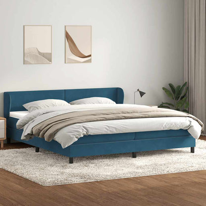 Giroletto a Molle con Materassi Blu Scuro 180x210 cm in Velluto