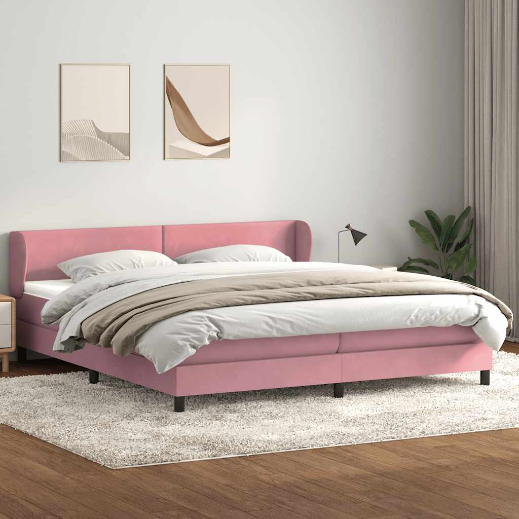 Giroletto a Molle con Materassi Rosa 180x210 cm in Velluto