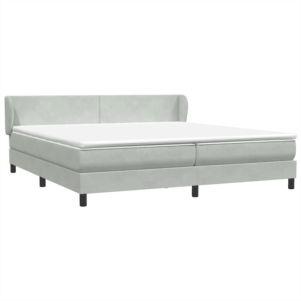 Giroletto a Molle con Materassi Grigio Chiaro 200x210cm Velluto