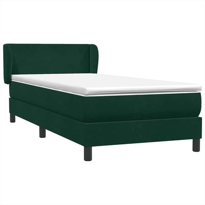 Giroletto a Molle con Materasso Verde Scuro 80x220 cm Velluto