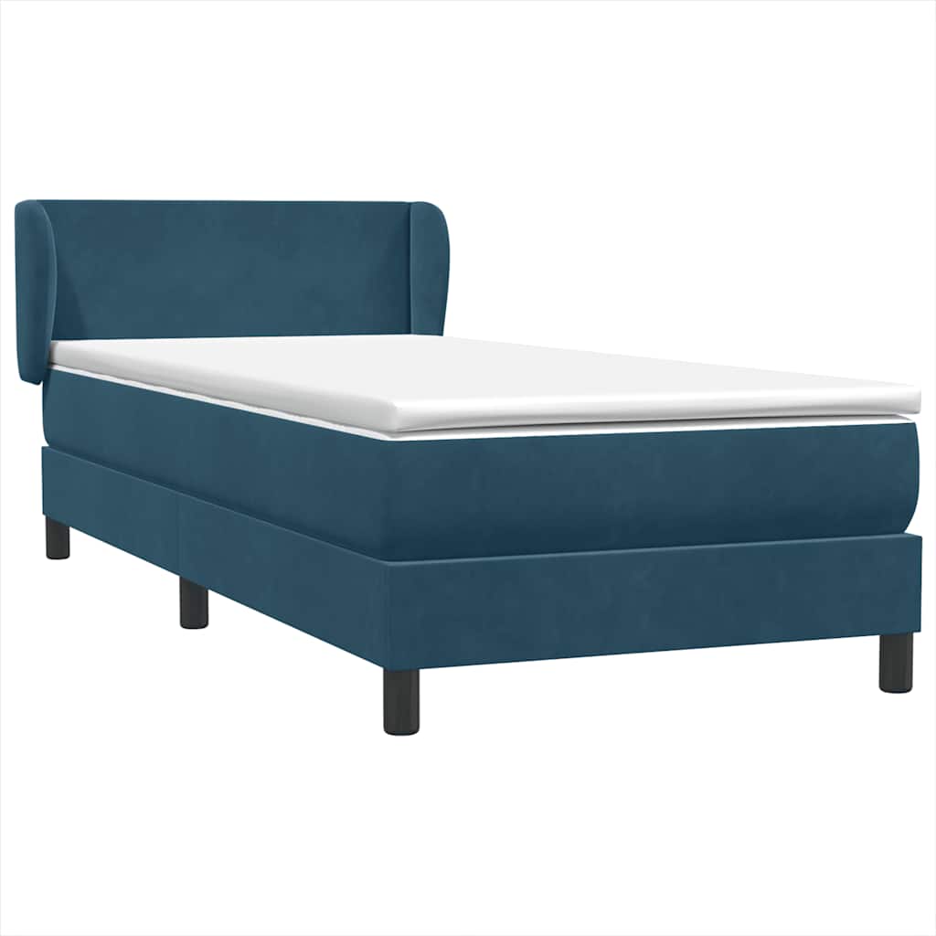 Giroletto a Molle con Materasso Blu Scuro 80x220 cm Velluto