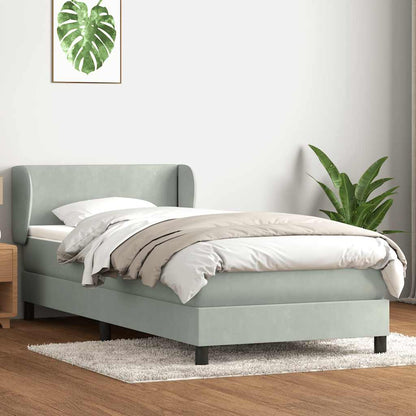 Giroletto a Molle con Materasso Grigio Chiaro 90x220 cm Velluto