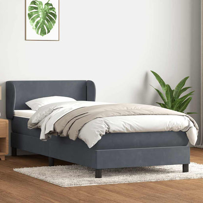 Giroletto a Molle con Materasso Grigio Scuro 90x220 cm Velluto