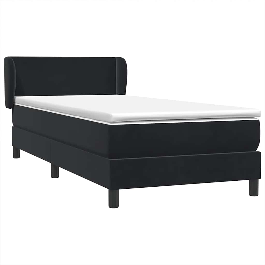 Giroletto a Molle con Materasso Nero 90x220 cm in Velluto