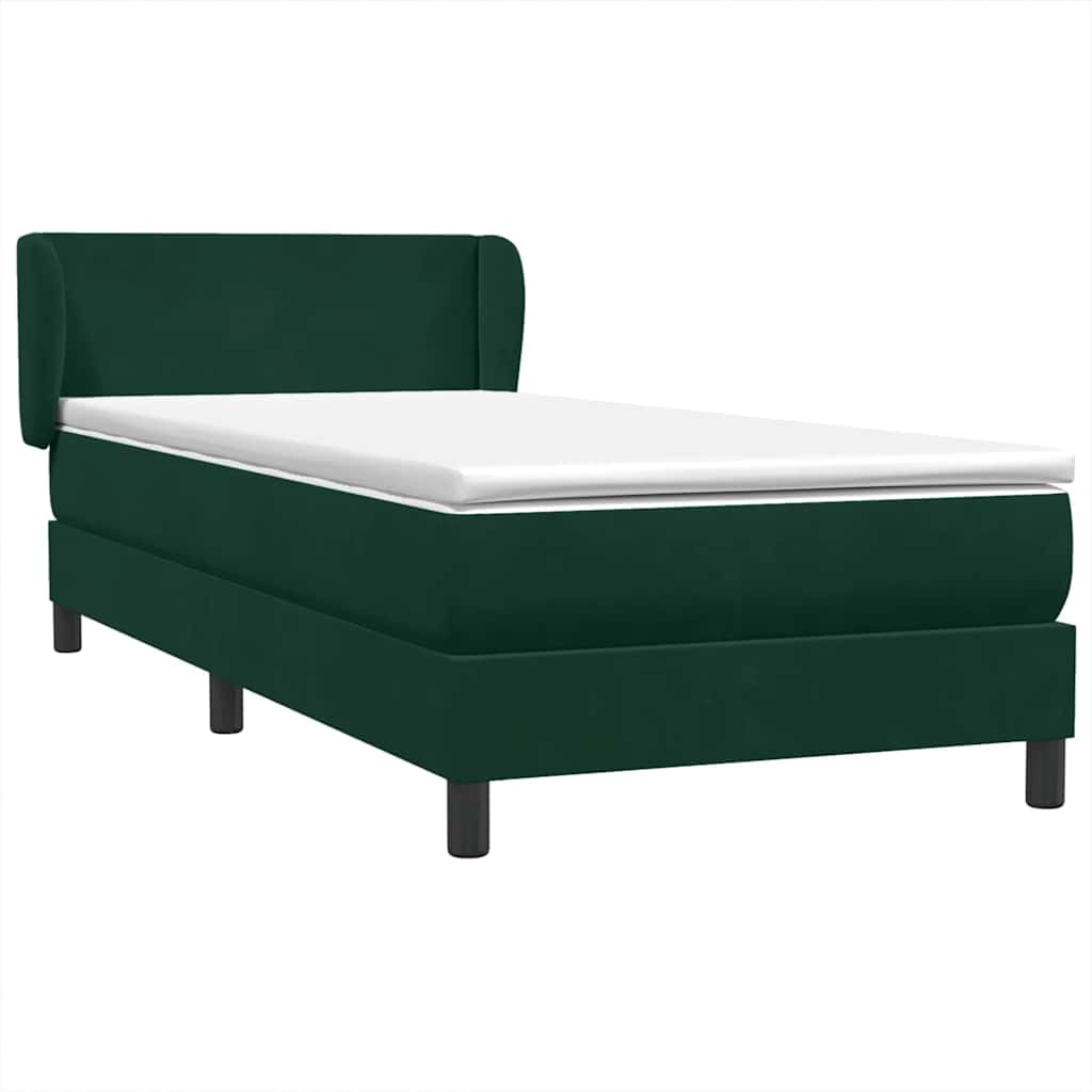Giroletto a Molle con Materasso Verde Scuro 90x220 cm Velluto