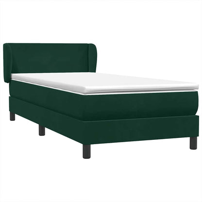 Giroletto a Molle con Materasso Verde Scuro 90x220 cm Velluto