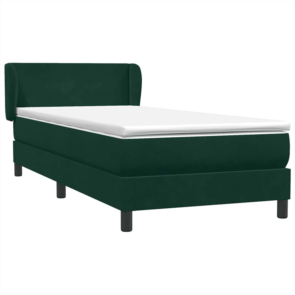 Giroletto a Molle con Materasso Verde Scuro 100x220 cm Velluto