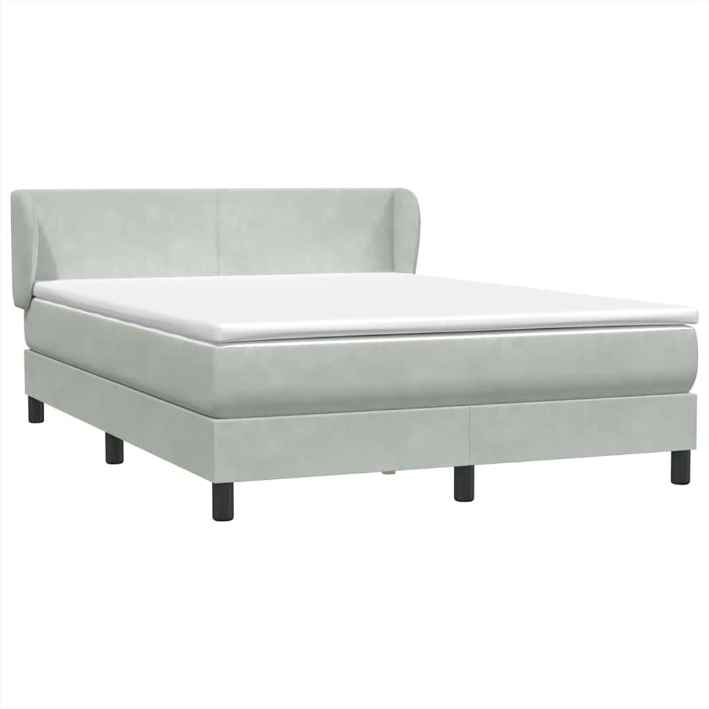 Giroletto a Molle con Materasso Grigio Chiaro 140x220cm Velluto