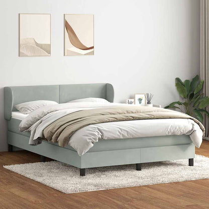 Giroletto a Molle con Materasso Grigio Chiaro 140x220cm Velluto