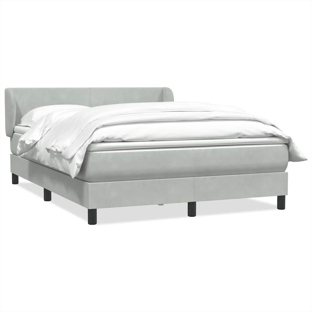 Giroletto a Molle con Materasso Grigio Chiaro 140x220cm Velluto