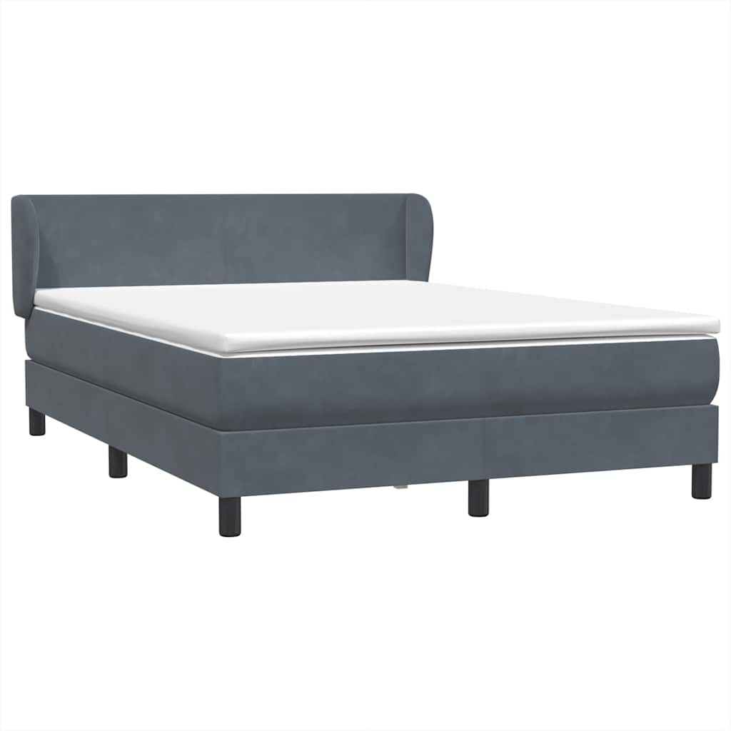 Giroletto a Molle con Materasso Grigio Scuro 140x220 cm Velluto