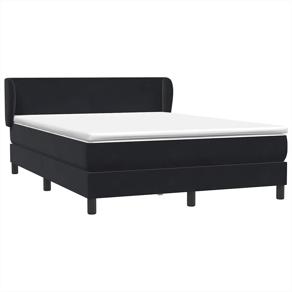 Giroletto a Molle con Materasso Nero 140x220 cm in Velluto