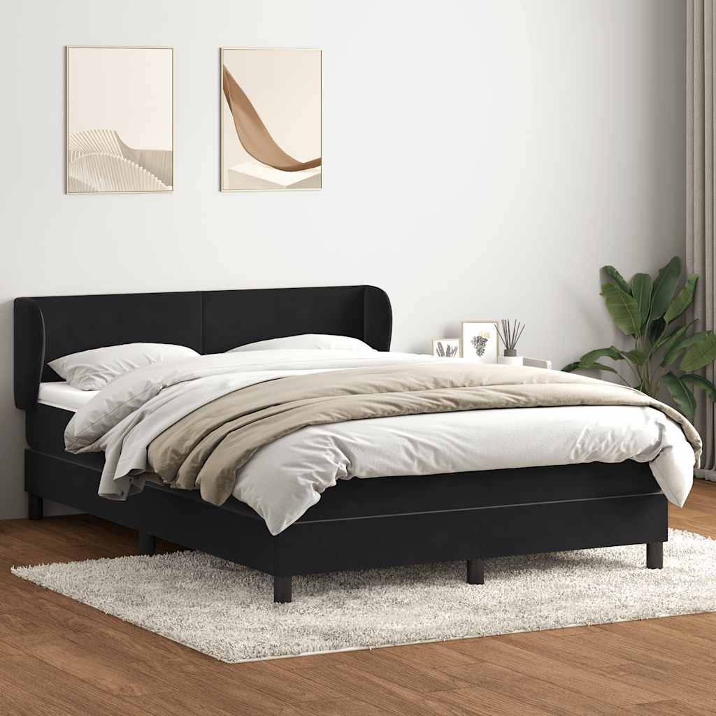 Giroletto a Molle con Materasso Nero 140x220 cm in Velluto