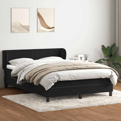 Giroletto a Molle con Materasso Nero 140x220 cm in Velluto