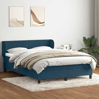 Giroletto a Molle con Materasso Blu Scuro 140x220 cm Velluto