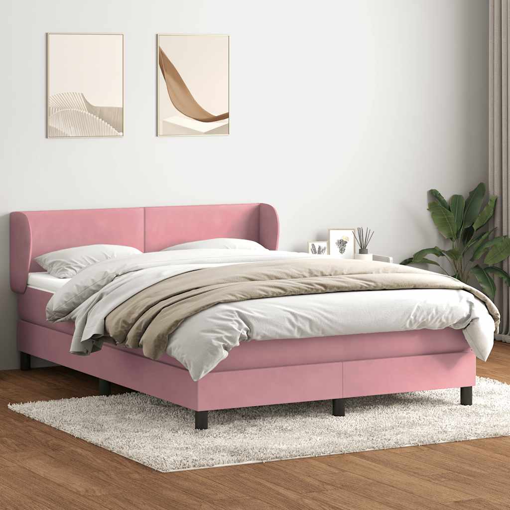 Giroletto a Molle con Materasso Rosa 140x220 cm in Velluto