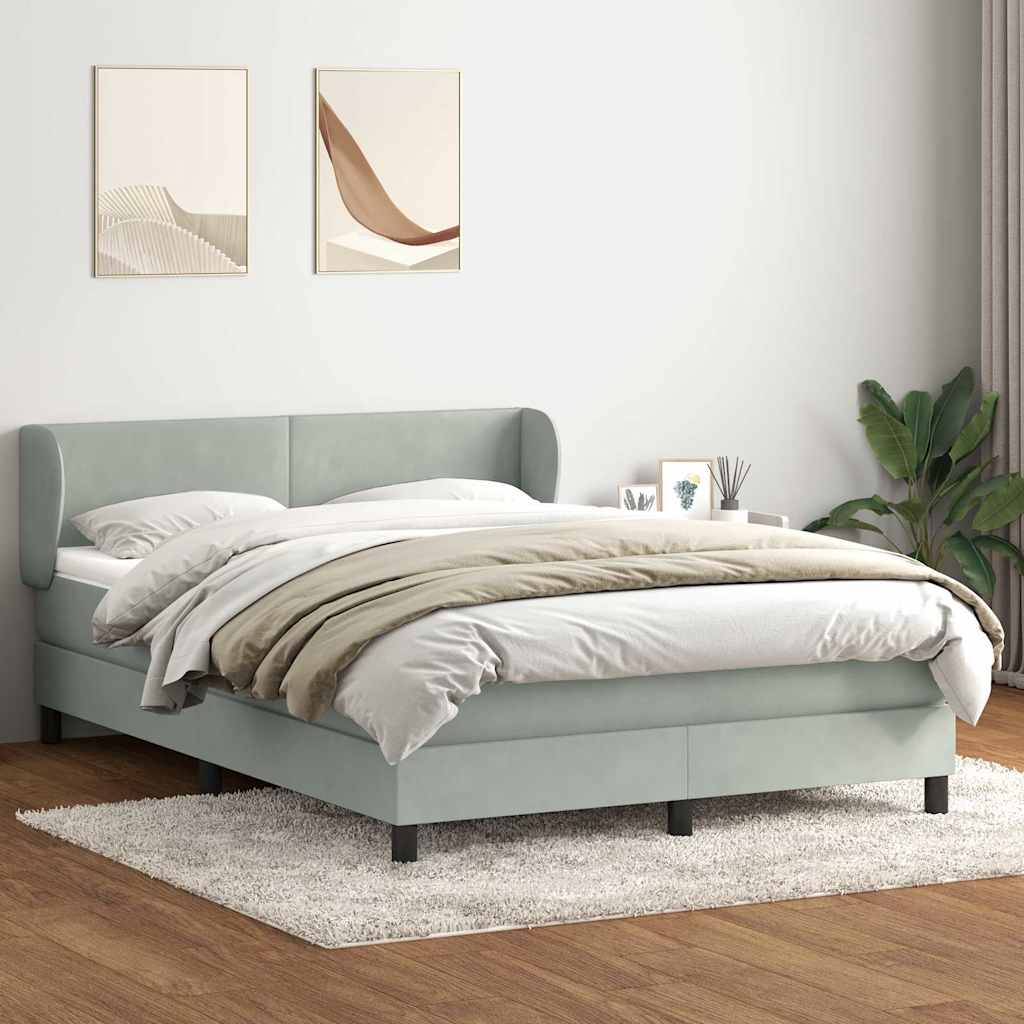 Giroletto a Molle con Materasso Grigio Chiaro 160x220cm Velluto