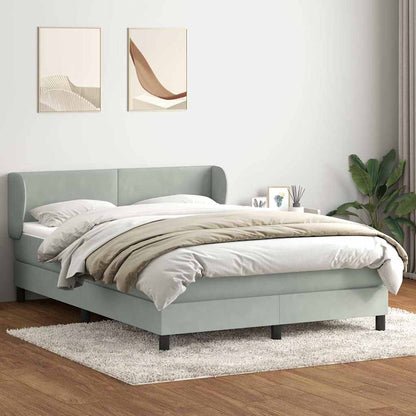 Giroletto a Molle con Materasso Grigio Chiaro 160x220cm Velluto