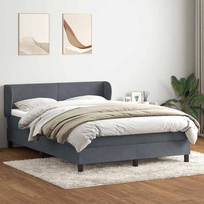 Giroletto a Molle con Materasso Grigio Scuro 160x220 cm Velluto