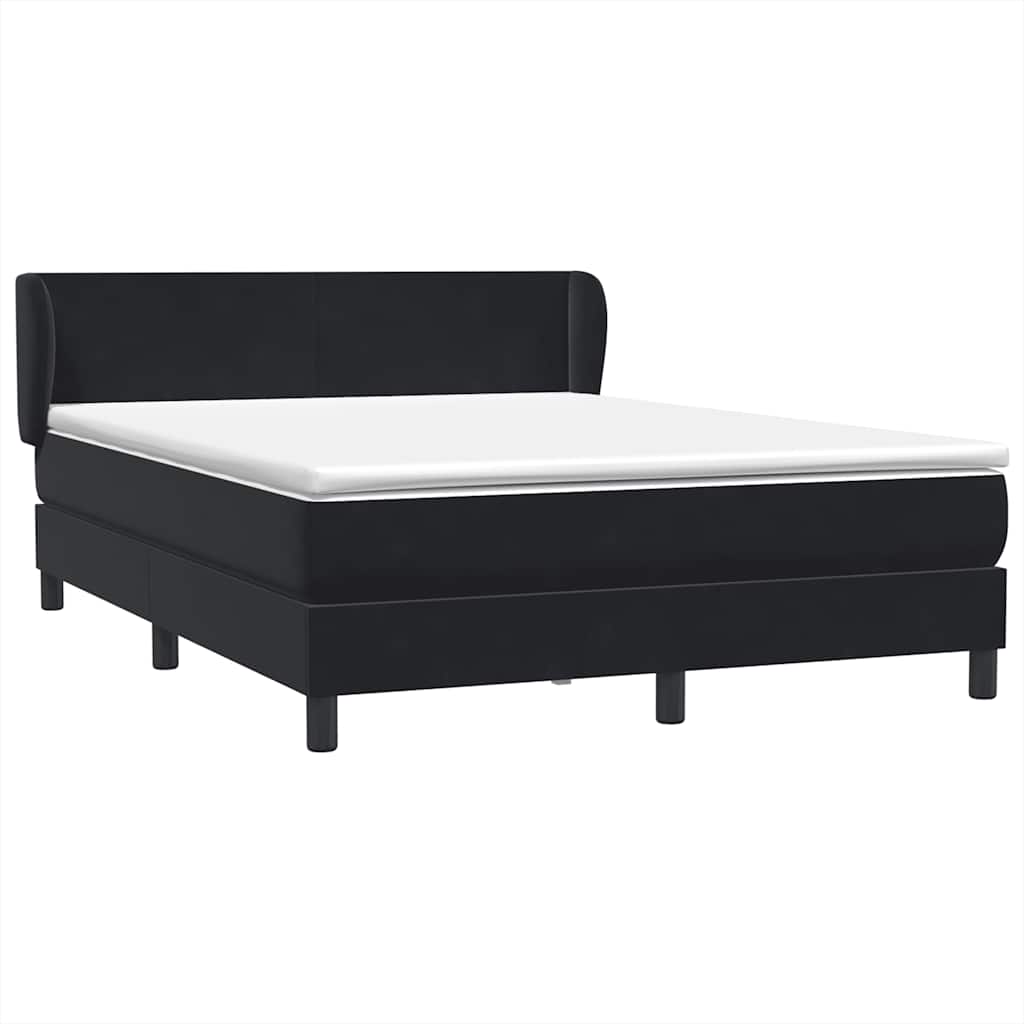 Giroletto a Molle con Materasso Nero 160x220 cm in Velluto