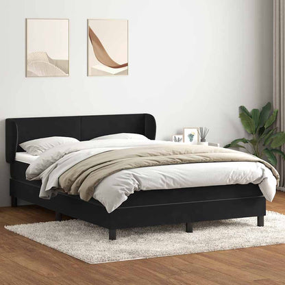 Giroletto a Molle con Materasso Nero 160x220 cm in Velluto