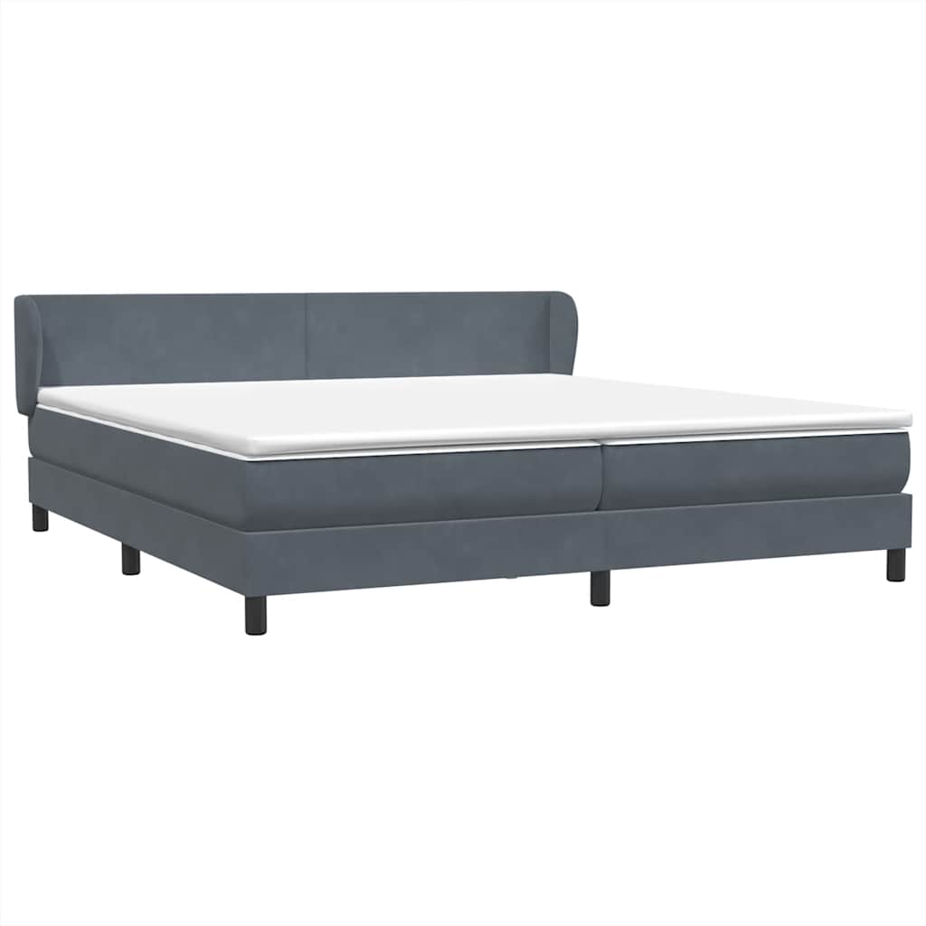 Giroletto a Molle con Materassi Grigio Scuro 180x220 cm Velluto