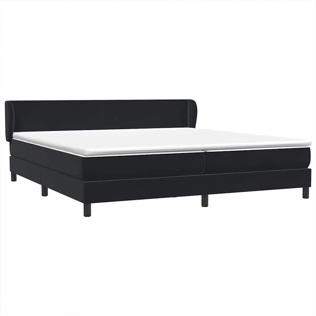 Giroletto a Molle con Materassi Nero 180x220 cm in Velluto