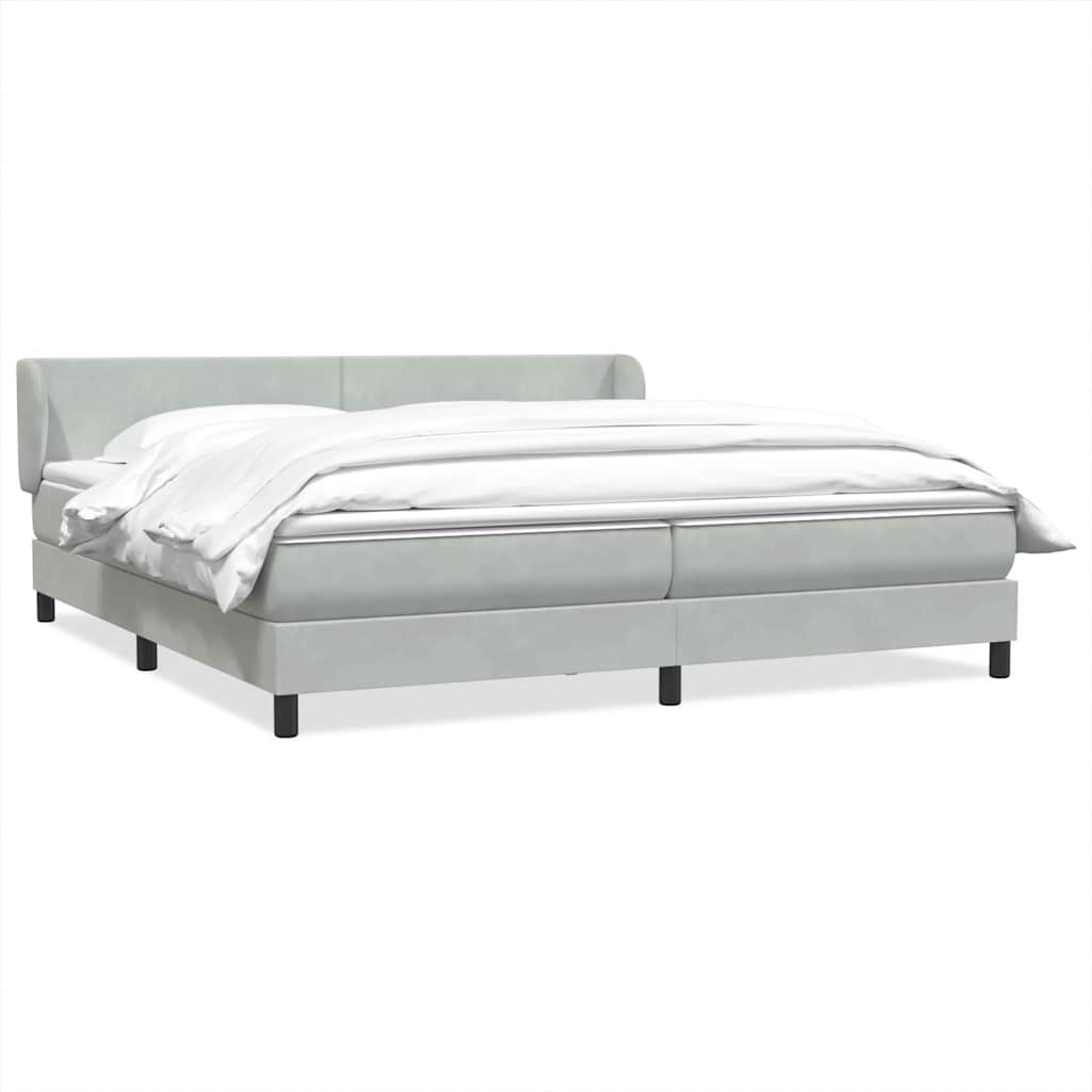 Giroletto a Molle con Materassi Grigio Chiaro 200x220cm Velluto