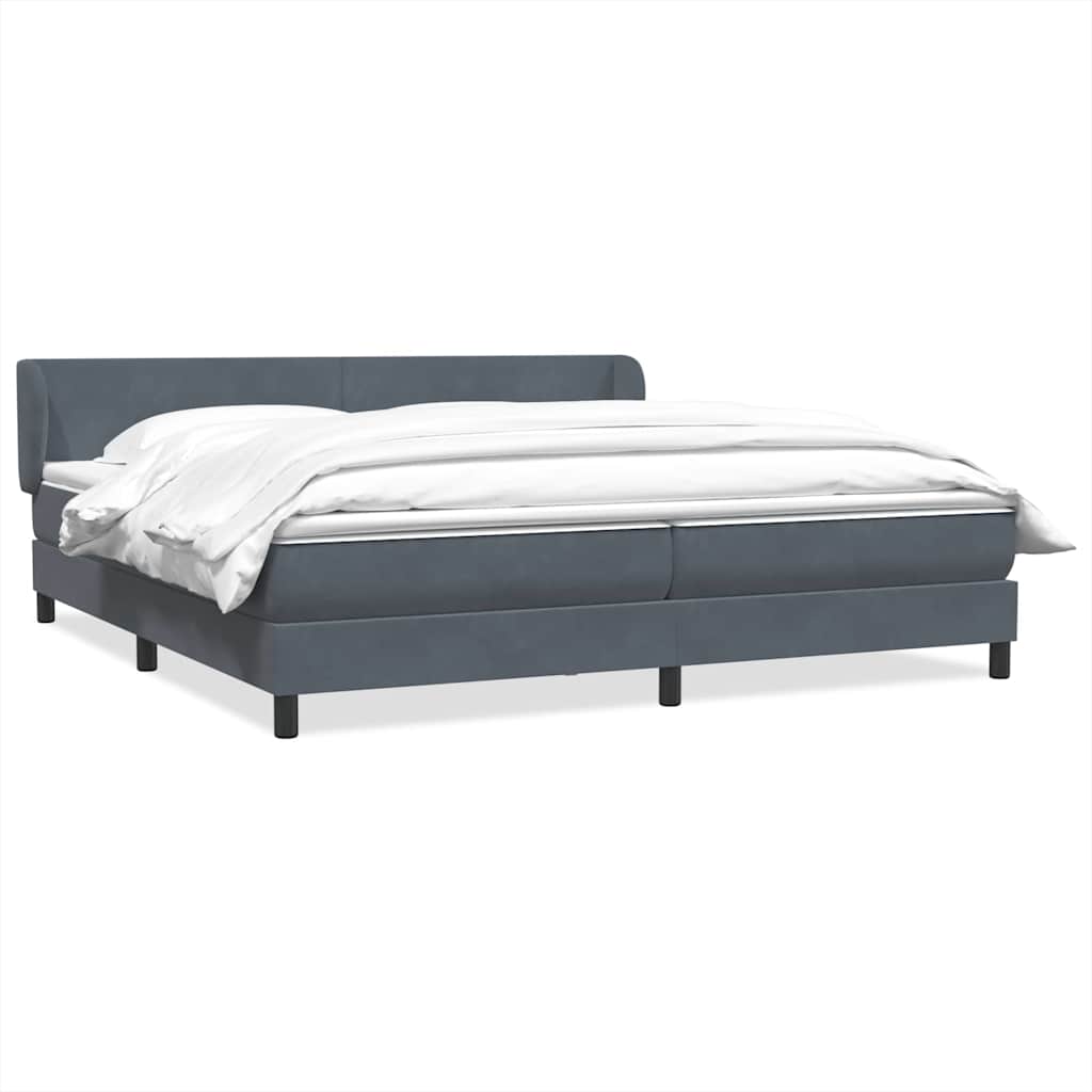 Giroletto a Molle con Materassi Grigio Scuro 200x220 cm Velluto