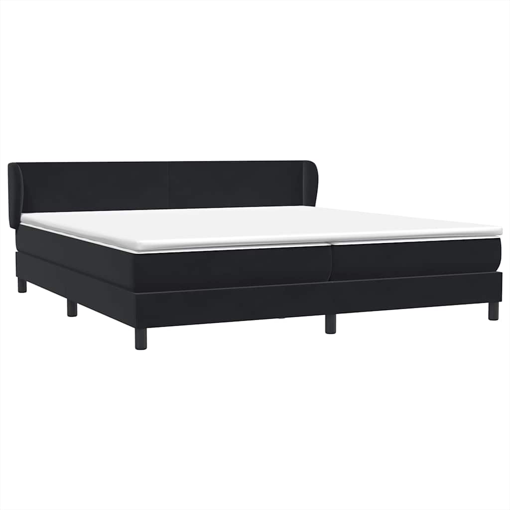 Giroletto a Molle con Materassi Nero 200x220 cm in Velluto