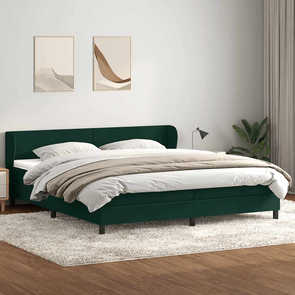 Giroletto a Molle con Materassi Verde Scuro 200x220 cm Velluto