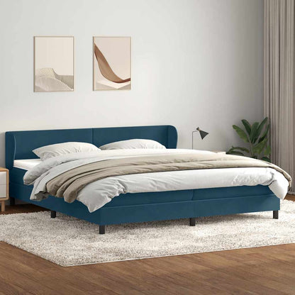 Giroletto a Molle con Materassi Blu Scuro 200x220 cm in Velluto